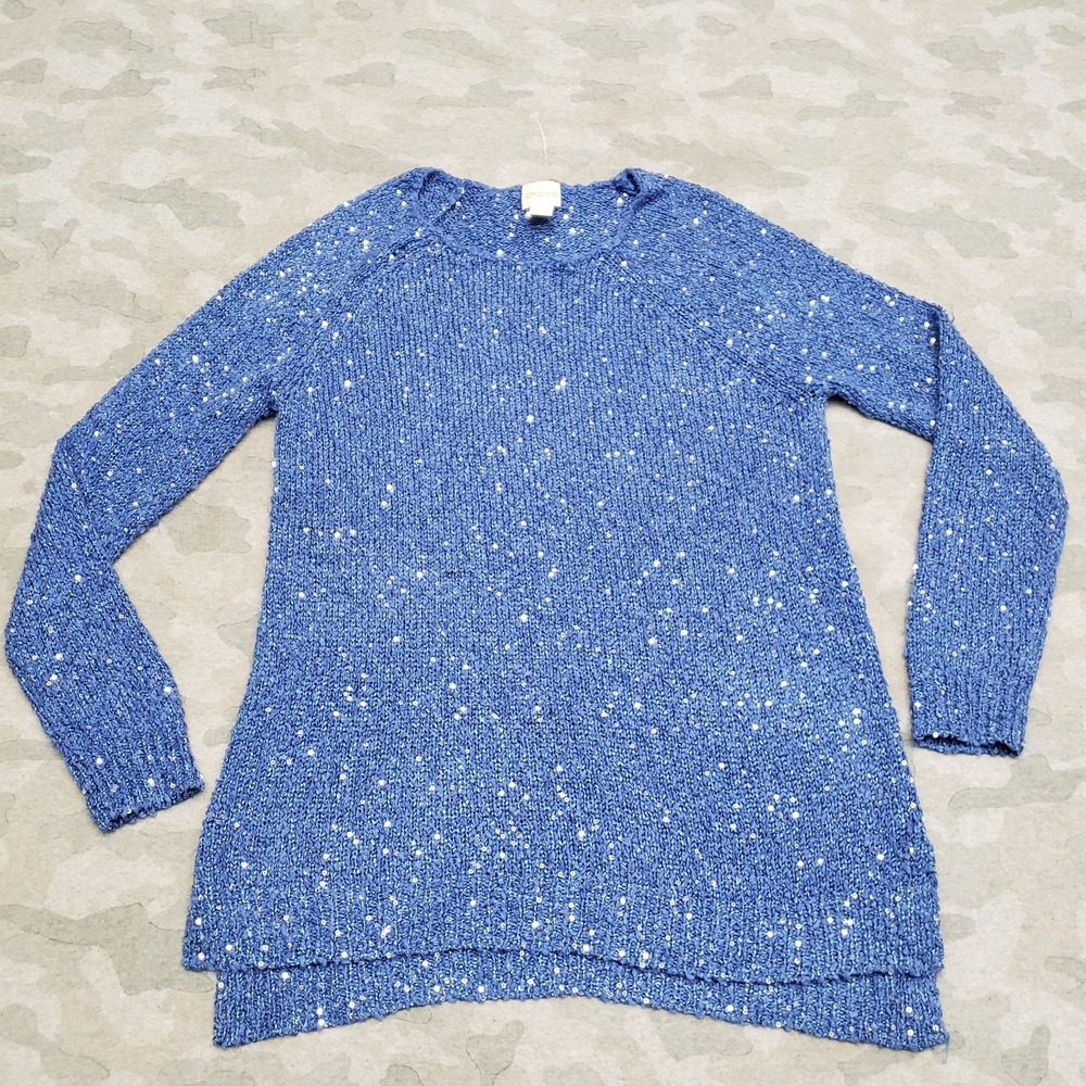 Chico's Sweater Womens 0 Blue Pullover‎ Long Sleeve Rag
